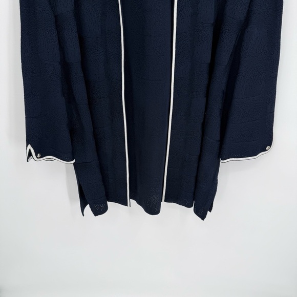 Ming Wang Jacket size M Open Front Lagenlook Mid Length Textured Knit Navy Blue - Picture 3 of 7